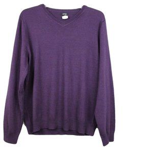 Mens Wool Blend Sweater Apt 9 Purple Medium Merino V-Neck Long Sleeves